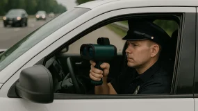 A police officer with a radar gun